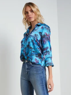 L'AGENCE Spring Collection|Print Edition|Dani Silk Blouse Blue Multi Jungle Toile