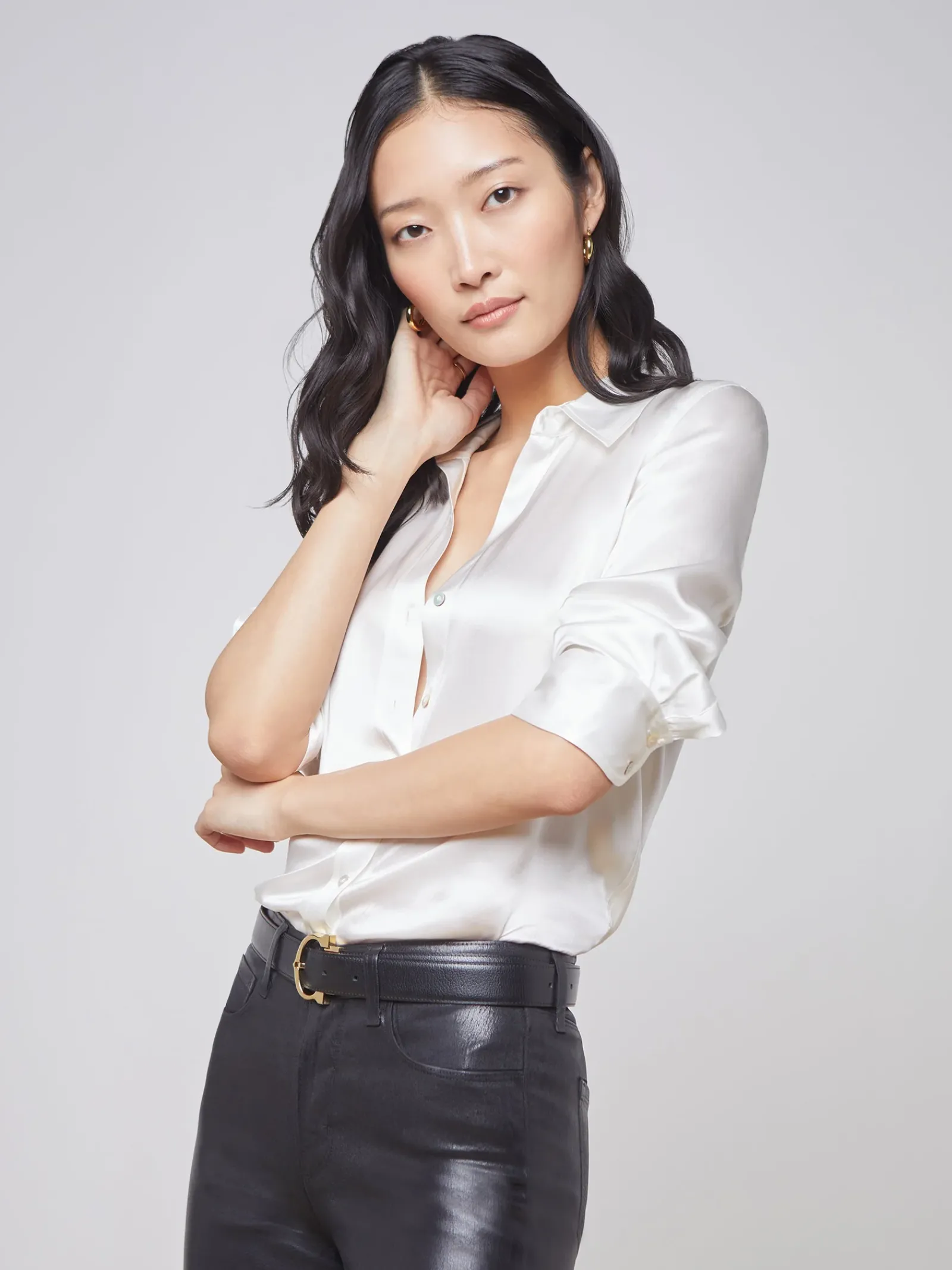 L'AGENCE Nouveau Whites|Back in Stock|Dani Silk Blouse Ivory