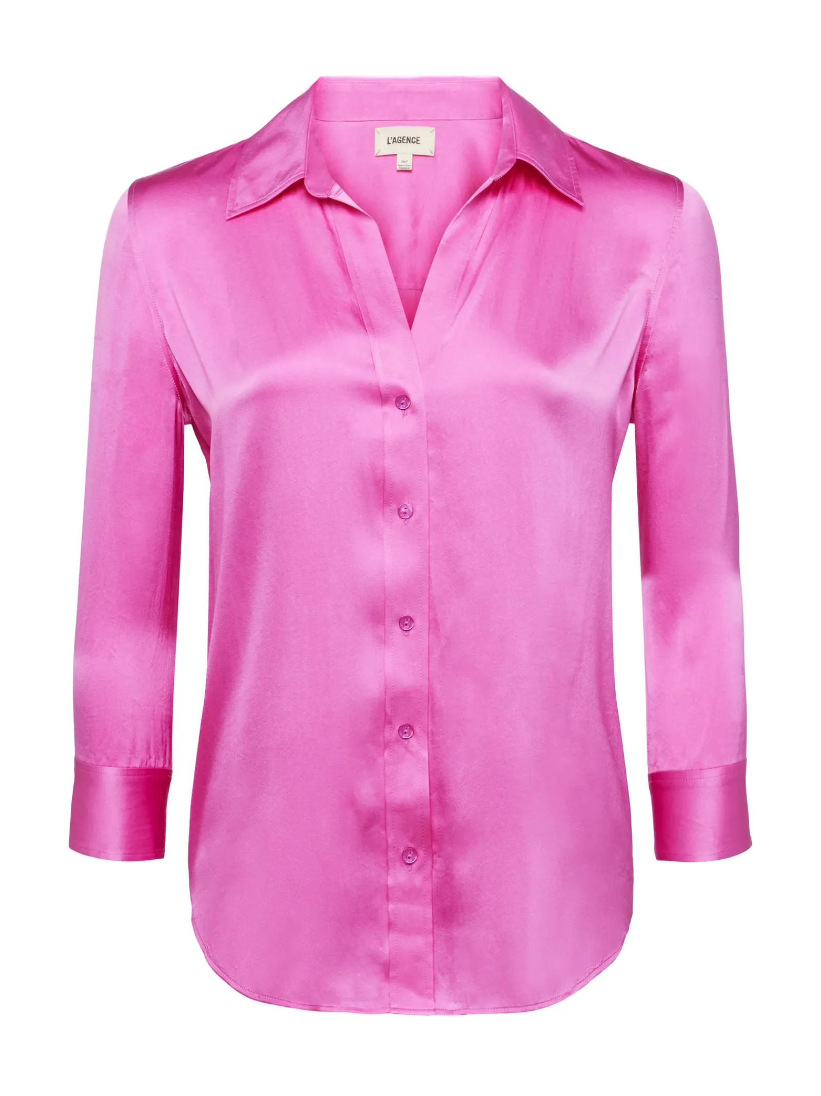 L'AGENCE Online Exclusives|Back in Stock|Dani Silk Blouse Magenta Pink