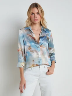 L'AGENCE Print Edition|Spring Collection|Dani Silk Blouse Light Blue Multi Renaissance