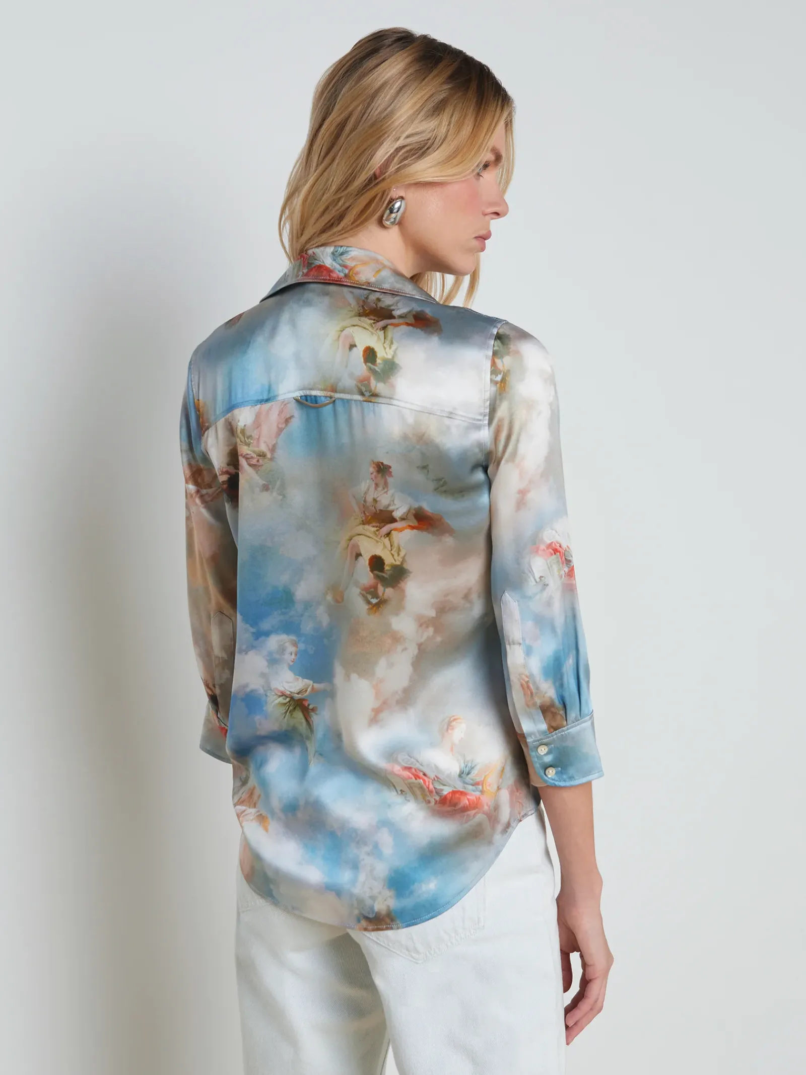 L'AGENCE Print Edition|Spring Collection|Dani Silk Blouse Light Blue Multi Renaissance