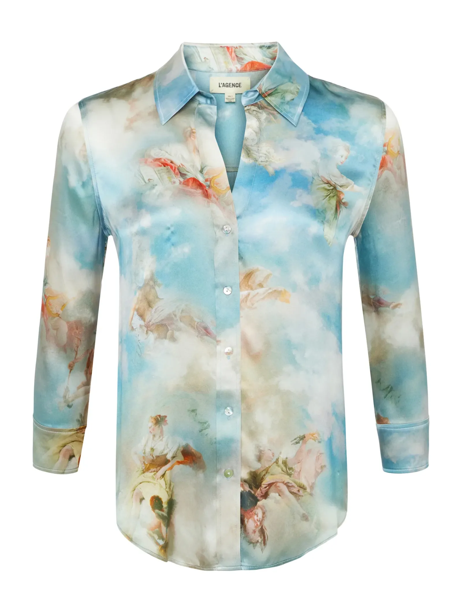 L'AGENCE Print Edition|Spring Collection|Dani Silk Blouse Light Blue Multi Renaissance