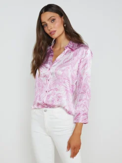 L'AGENCE Spring Collection|Print Edition|Dani Silk Blouse Lilac Snow/Decorated Paisley