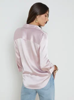 L'AGENCE Spring '24 Catalog|Spring Collection|Dani Silk Blouse Lilac Snow