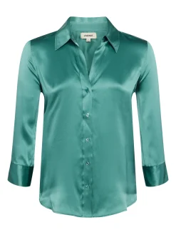 L'AGENCE Resort Collection|Silks|Dani Silk Blouse Green Jasper