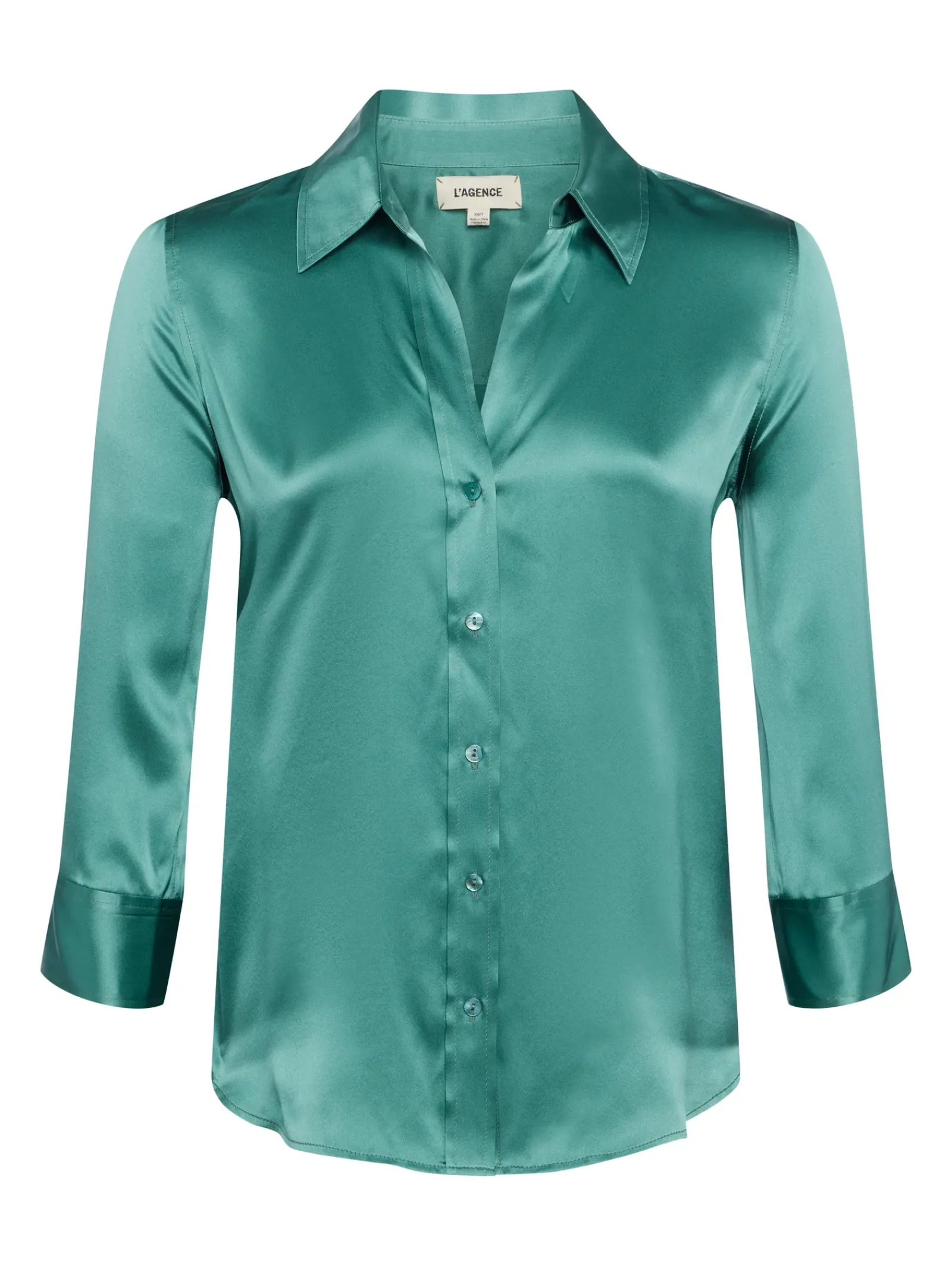L'AGENCE Resort Collection|Silks|Dani Silk Blouse Green Jasper
