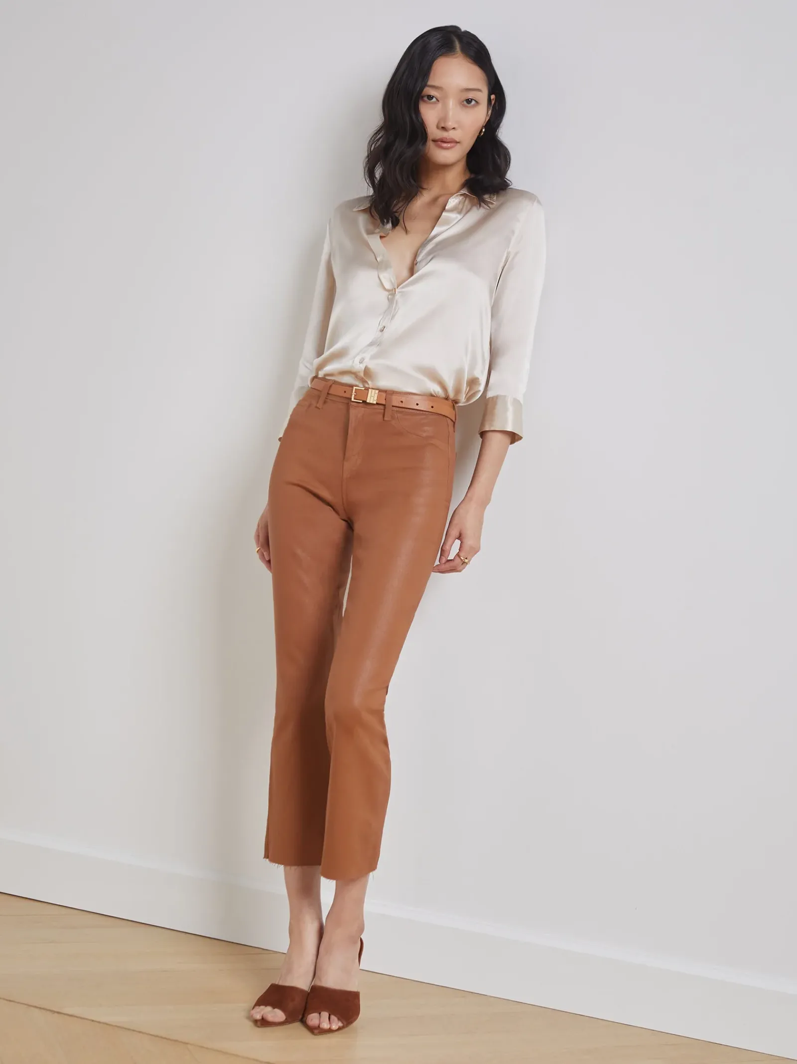 L'AGENCE Silks|Blouses & Tops|Dani Silk Blouse Champagne