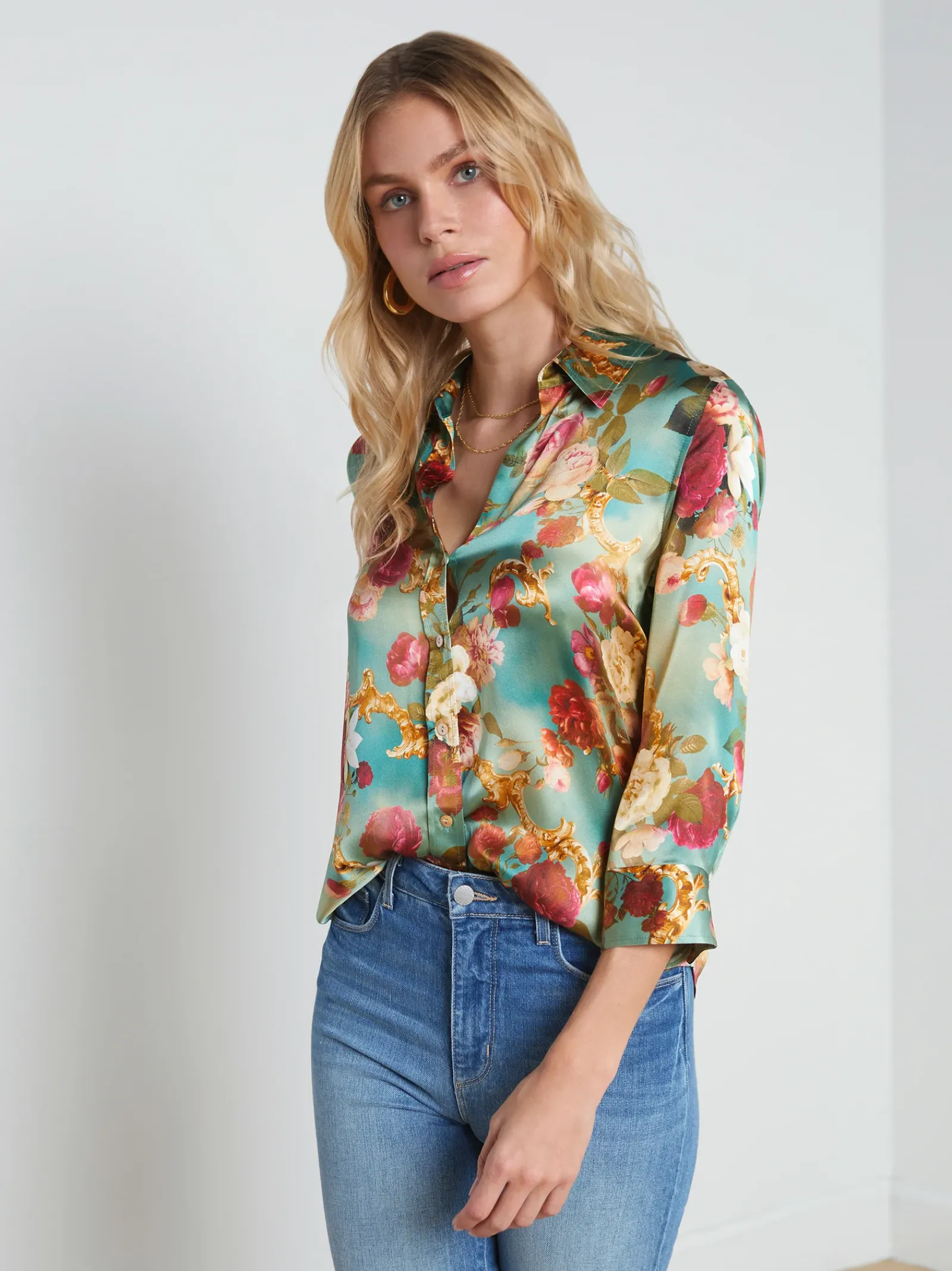L'AGENCE Spring Collection|Print Edition|Dani Silk Blouse Small Multi Rococo
