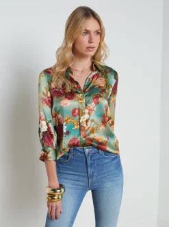 L'AGENCE Spring Collection|Print Edition|Dani Silk Blouse Small Multi Rococo