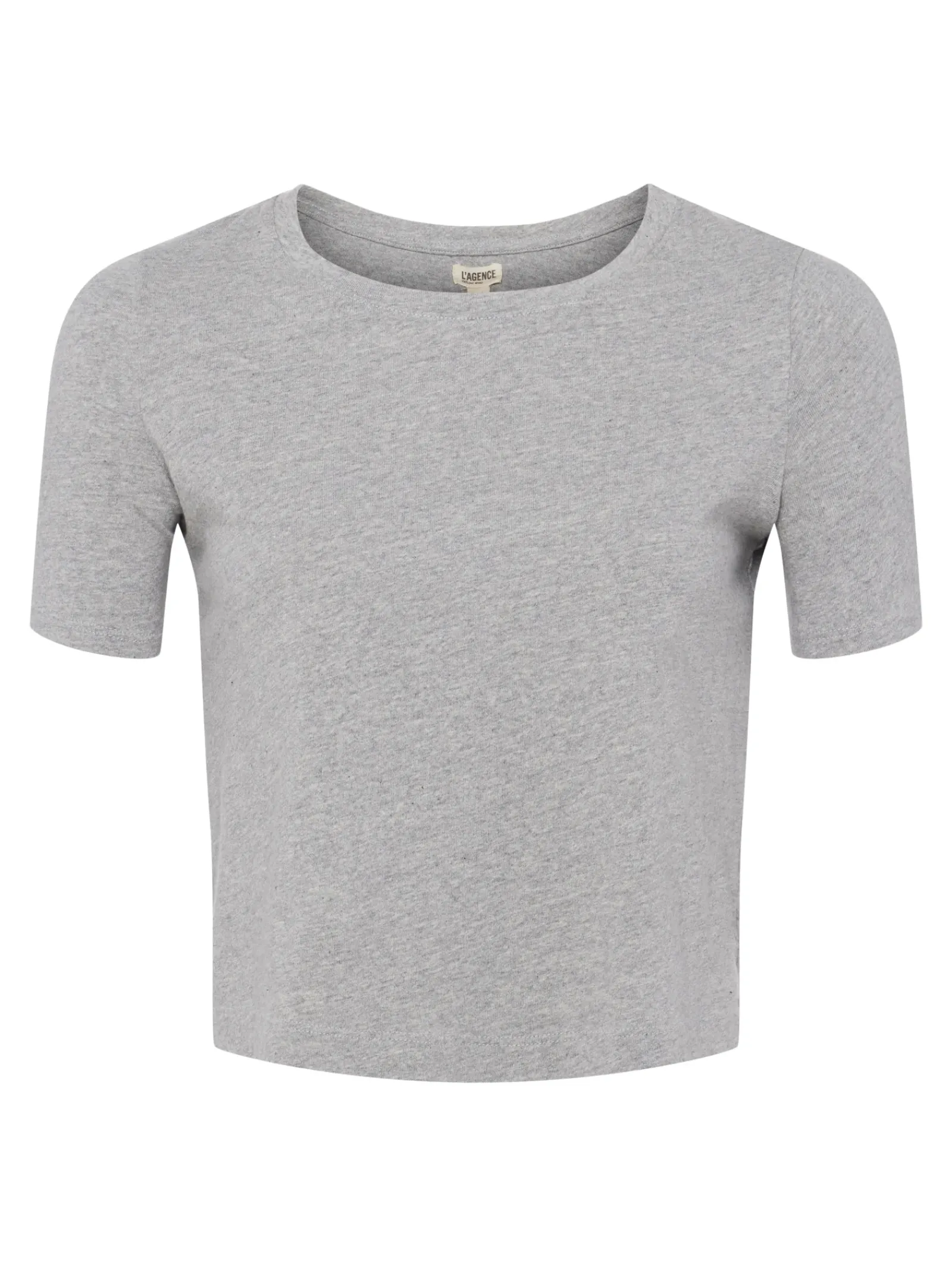 L'AGENCE Spring Collection|Tees|Donna Cotton Cropped Tee Heather Grey