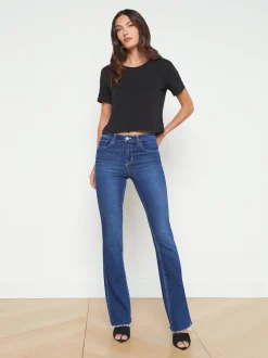 L'AGENCE All Things Black|Spring Collection|Donna Cotton Cropped Tee Black