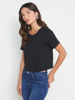 L'AGENCE All Things Black|Spring Collection|Donna Cotton Cropped Tee Black