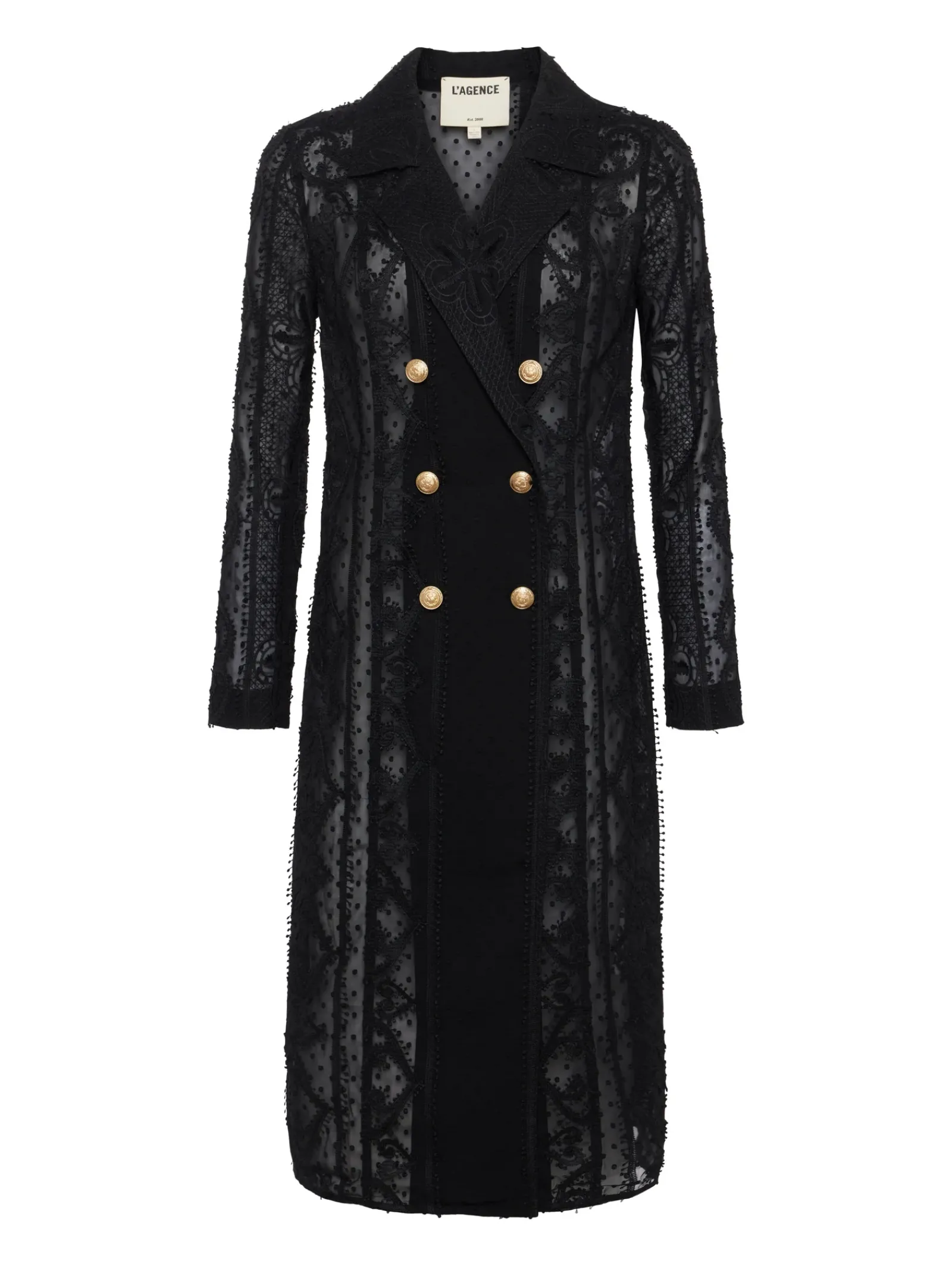 L'AGENCE All Things Black|Spring Collection|Dottie Lace Trench Coat Black