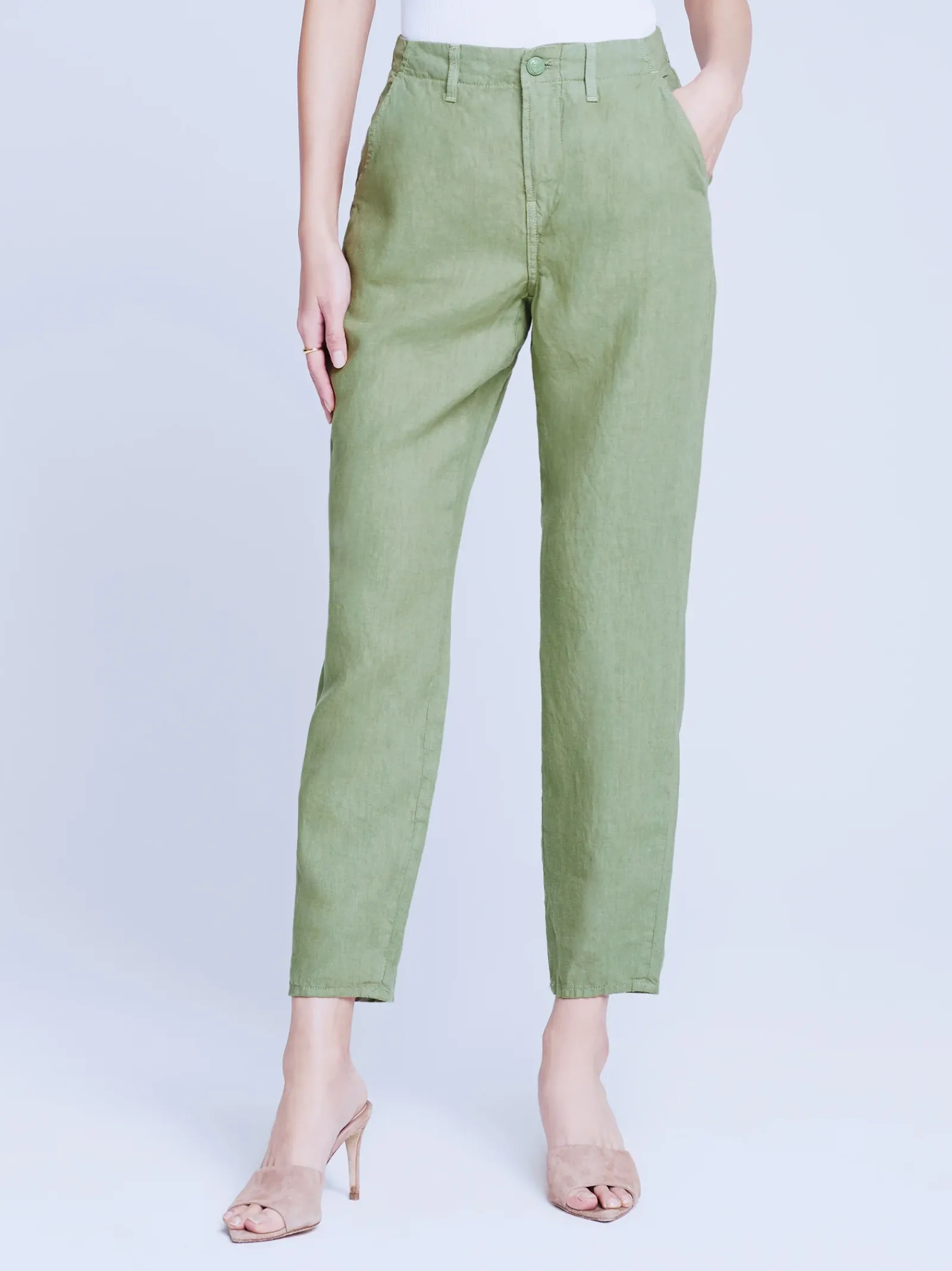 L'AGENCE Straight|Linen|Eboni Linen Pant Soft Army