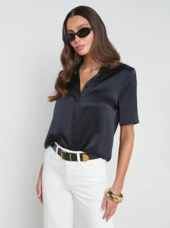 L'AGENCE All Things Black|Back in Stock|Ellah Silk Blouse Black