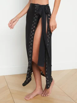 L'AGENCE Spring Collection|Swimwear|Emmeline Grommet Pareo Black