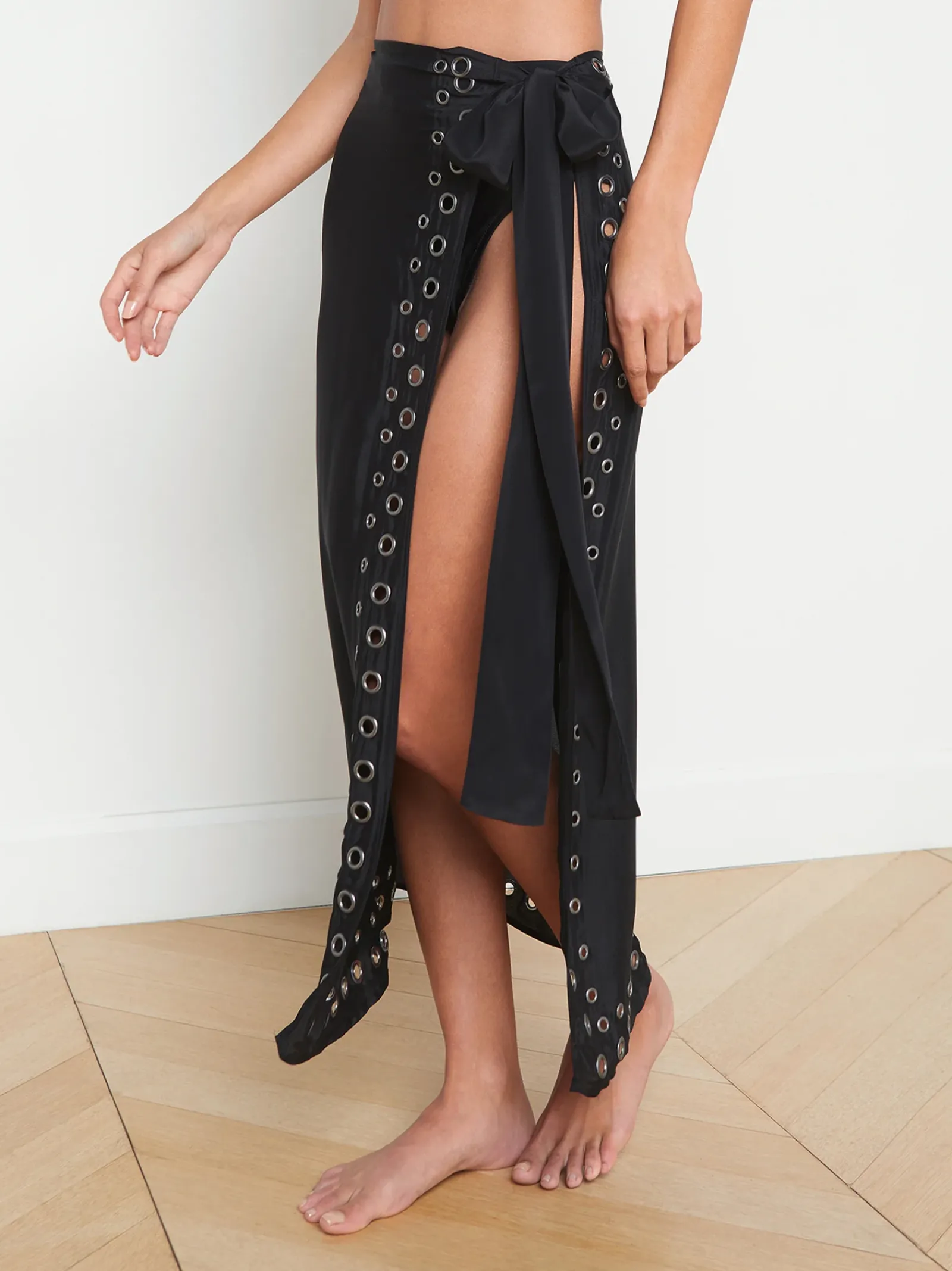 L'AGENCE Spring Collection|Swimwear|Emmeline Grommet Pareo Black