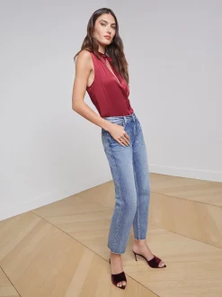 L'AGENCE Online Exclusives|Silks|Emmy Sleeveless Silk Blouse Dark Bordeaux