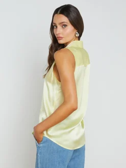 L'AGENCE Spring Collection|Silks|Emmy Sleeveless Silk Blouse Yellow Sorbet