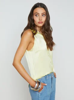 L'AGENCE Spring Collection|Silks|Emmy Sleeveless Silk Blouse Yellow Sorbet