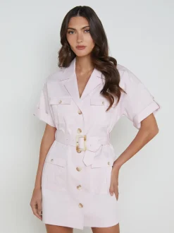 L'AGENCE Spring '24 Catalog|Spring Collection|Everest Safari Shirtdress Lilac Snow