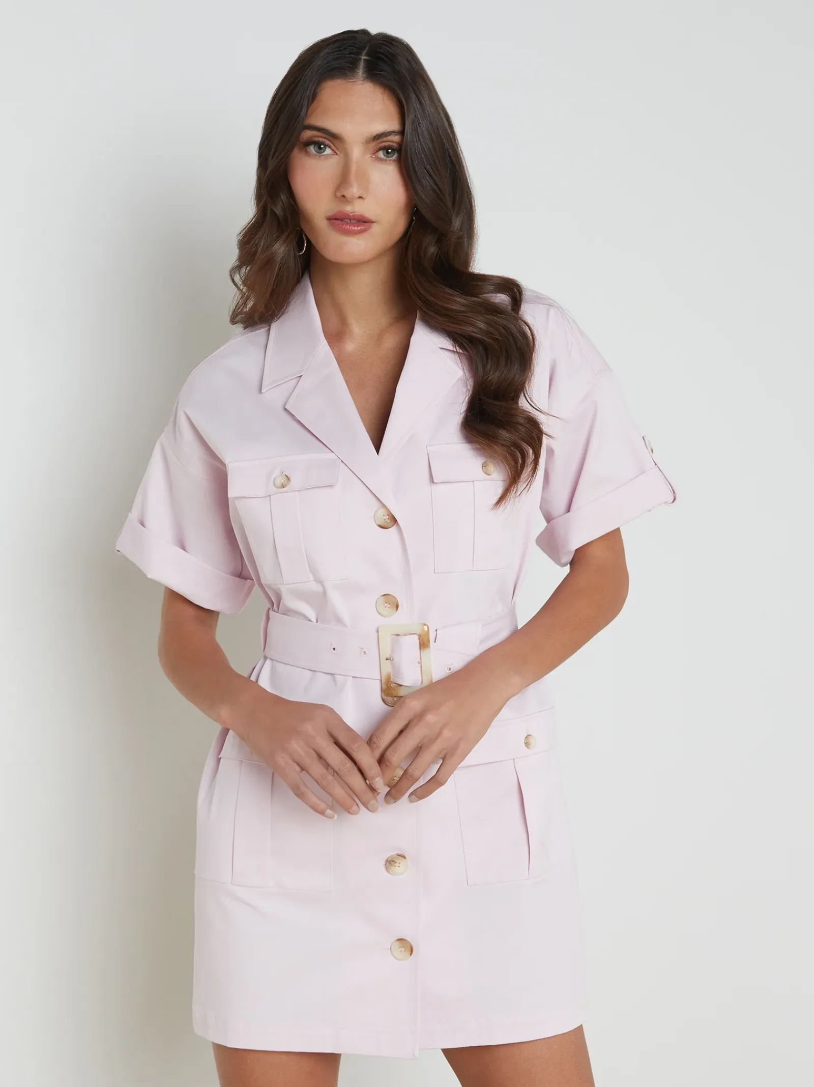 L'AGENCE Spring '24 Catalog|Spring Collection|Everest Safari Shirtdress Lilac Snow