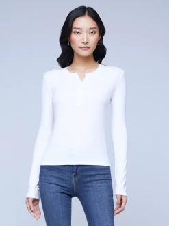 L'AGENCE Nouveau Whites|Tees|Faith Long Sleeve Tee White