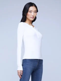 L'AGENCE Nouveau Whites|Tees|Faith Long Sleeve Tee White