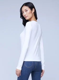 L'AGENCE Nouveau Whites|Tees|Faith Long Sleeve Tee White