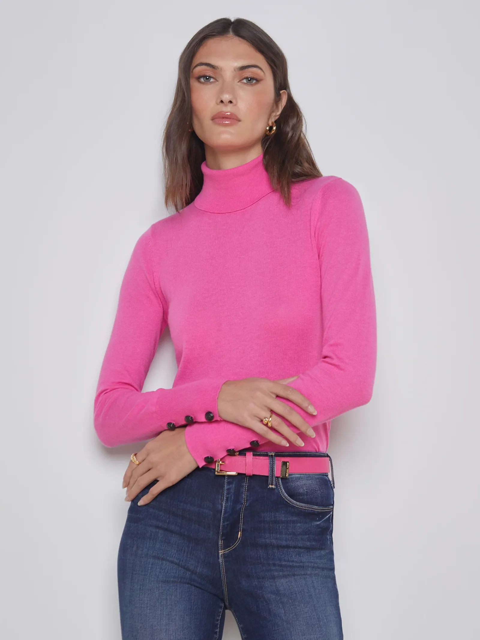 L'AGENCE Knitwear|Flora Sweater Dragon Fruit/Black