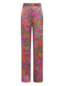 L'AGENCE Sets|Print Edition|Gavin Silk Wide-Leg Pant Rhodamine Multi Bright Pop Paisley