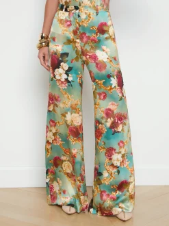 L'AGENCE Sets|Spring '24 Catalog|Gavin Silk Wide-Leg Pant Multi Rococo