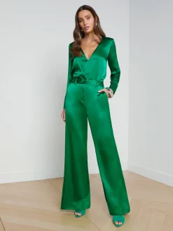 L'AGENCE Sets|Spring Collection|Gavin Silk Wide-Leg Pant Sea Green