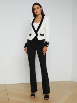 L'AGENCE Spring Collection|Maternity|Georgia Contrast Cardigan Blazer White/Black