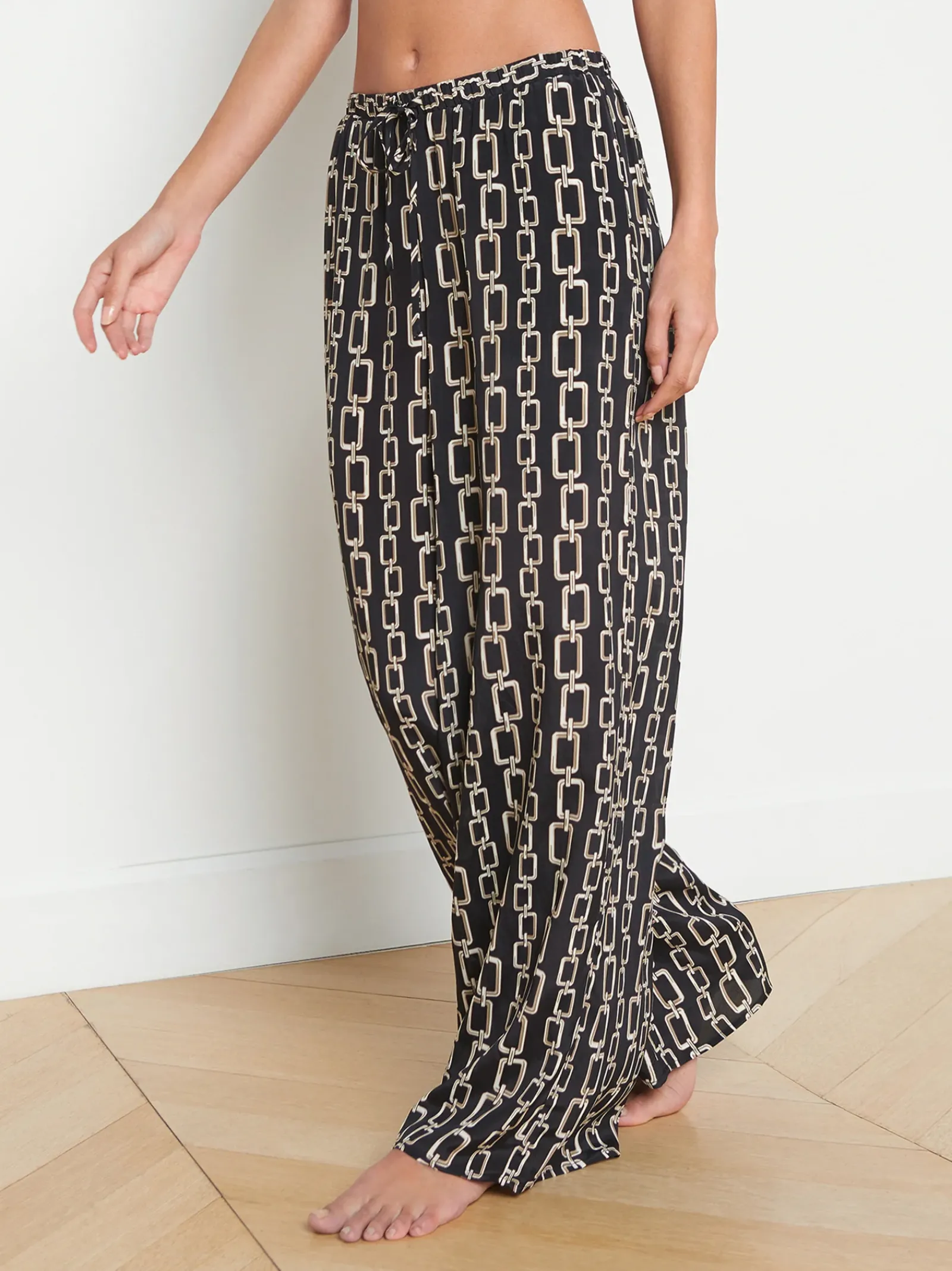 L'AGENCE Spring Collection|Swimwear|Geraldine Geo Pant Black/Gold Chain