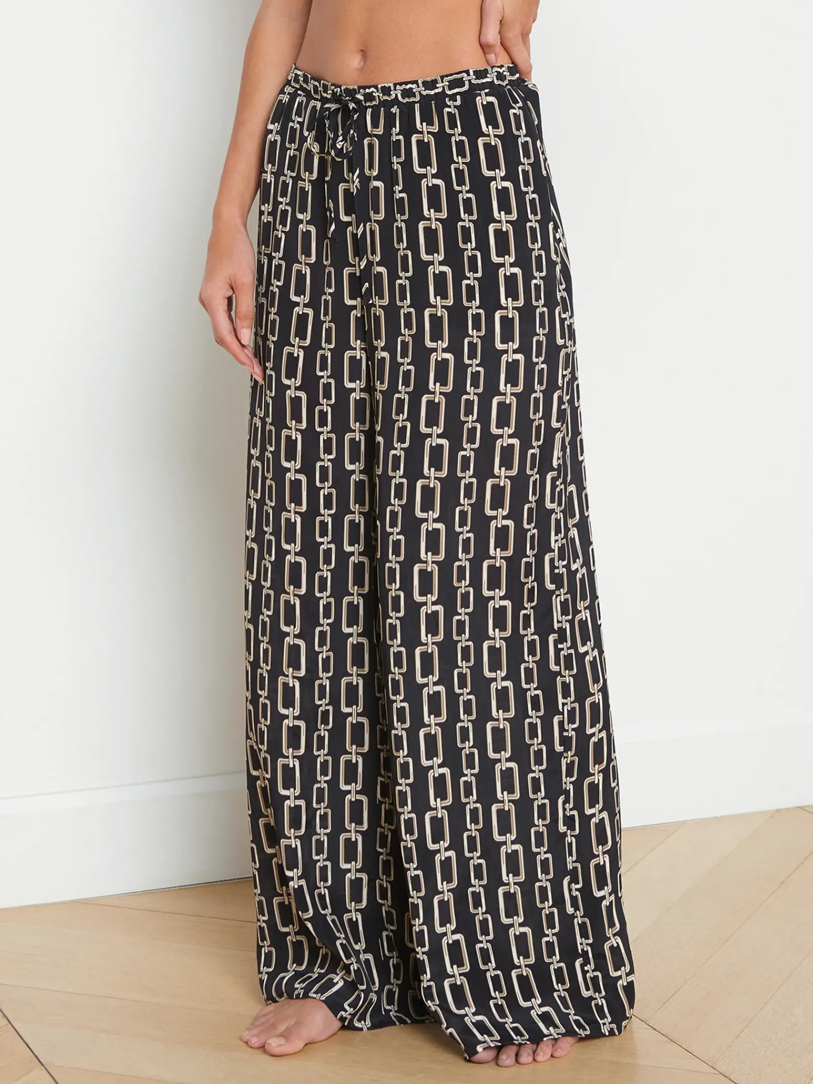 L'AGENCE Spring Collection|Swimwear|Geraldine Geo Pant Black/Gold Chain