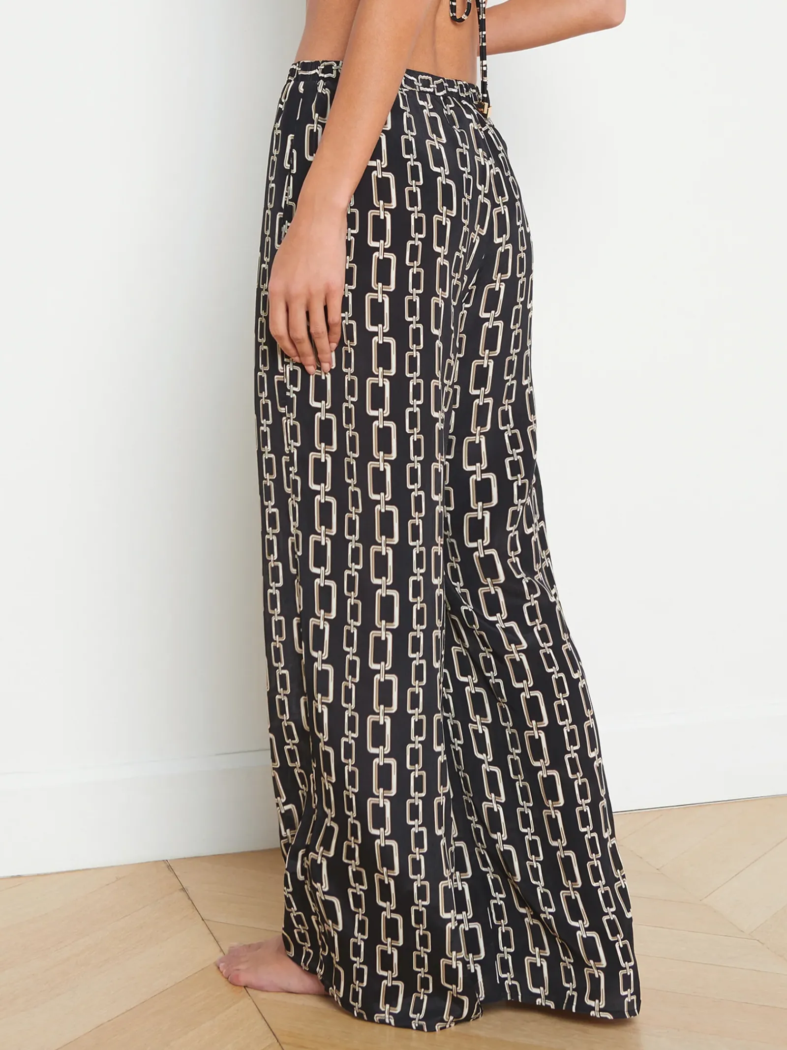 L'AGENCE Spring Collection|Swimwear|Geraldine Geo Pant Black/Gold Chain