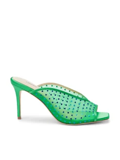 L'AGENCE Resort Collection|Heels & Pumps|Germain Open Toe Mule Amazon Green Satin
