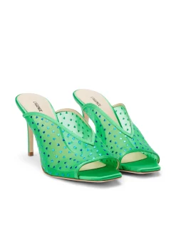 L'AGENCE Resort Collection|Heels & Pumps|Germain Open Toe Mule Amazon Green Satin