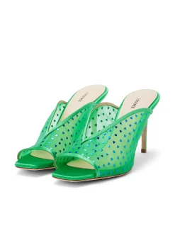 L'AGENCE Resort Collection|Heels & Pumps|Germain Open Toe Mule Amazon Green Satin