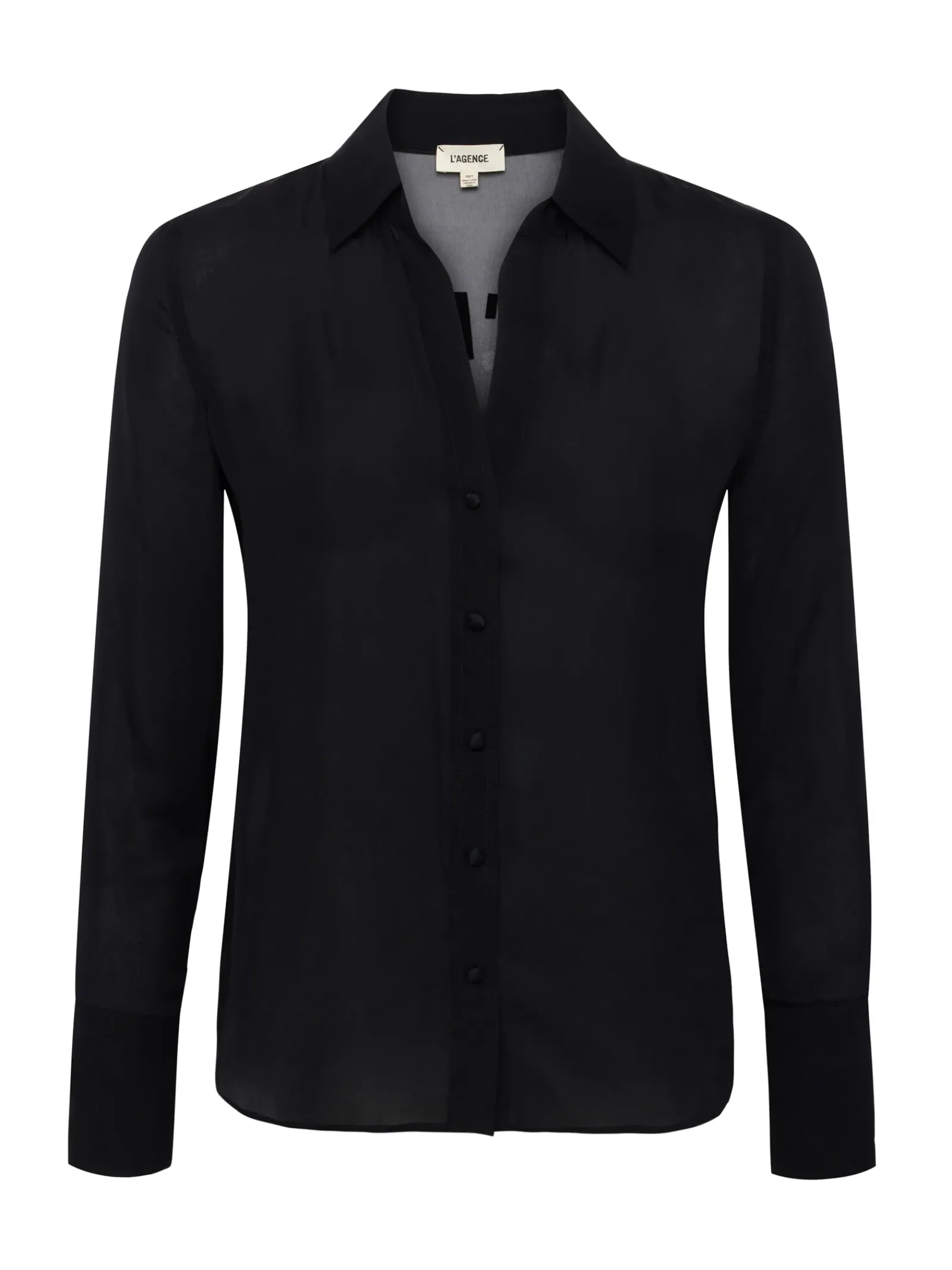 L'AGENCE All Things Black|Spring Collection|Hallie Silk-Organza Graphic Blouse Black French Words