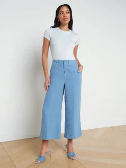 L'AGENCE Sets|Spring Collection|Henderson Linen Cropped Pant BLUE MIST