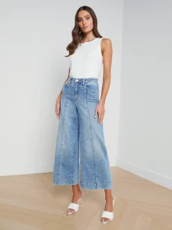 L'AGENCE Spring '24 Catalog|Petite|Houston Center Seam Wide-Leg Jean Cordova