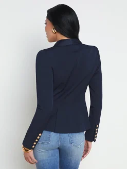 L'AGENCE Spring Collection|Best Sellers|Imogen Satin Lapel Blazer Midnight