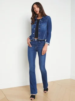 L'AGENCE Spring Collection|Aged Denim|Janelle Denim Jacket Sutton