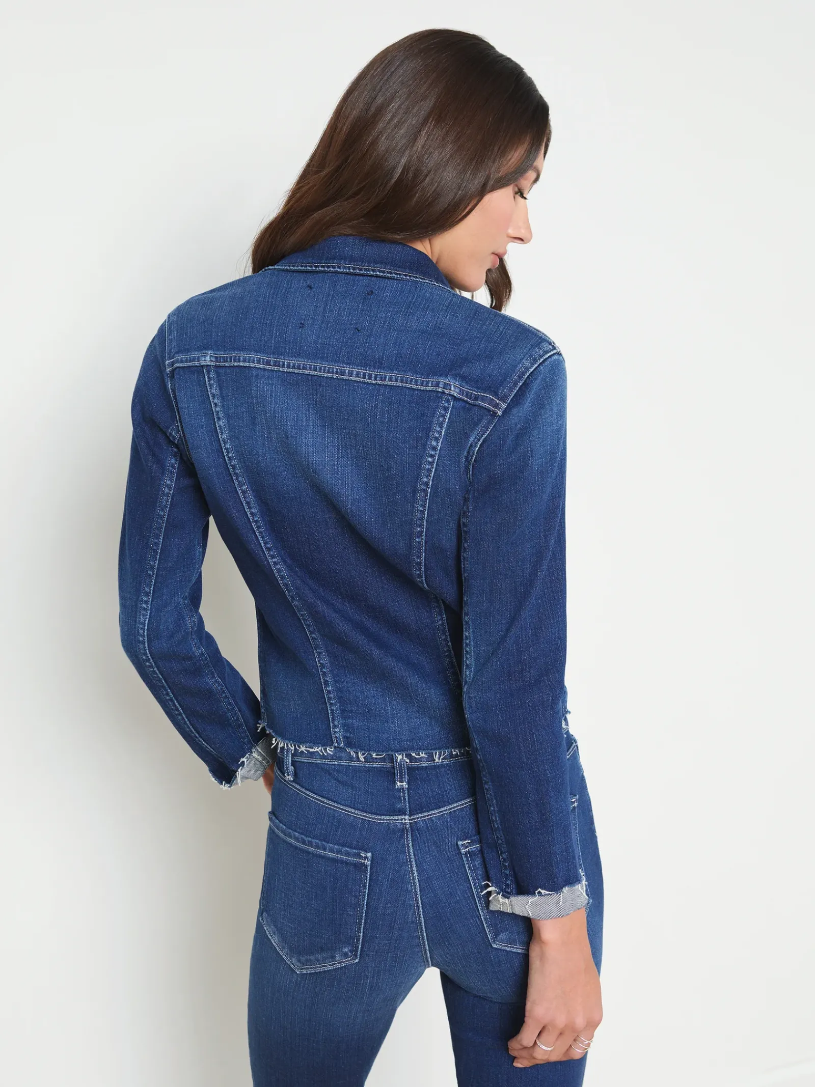 L'AGENCE Spring Collection|Aged Denim|Janelle Denim Jacket Sutton