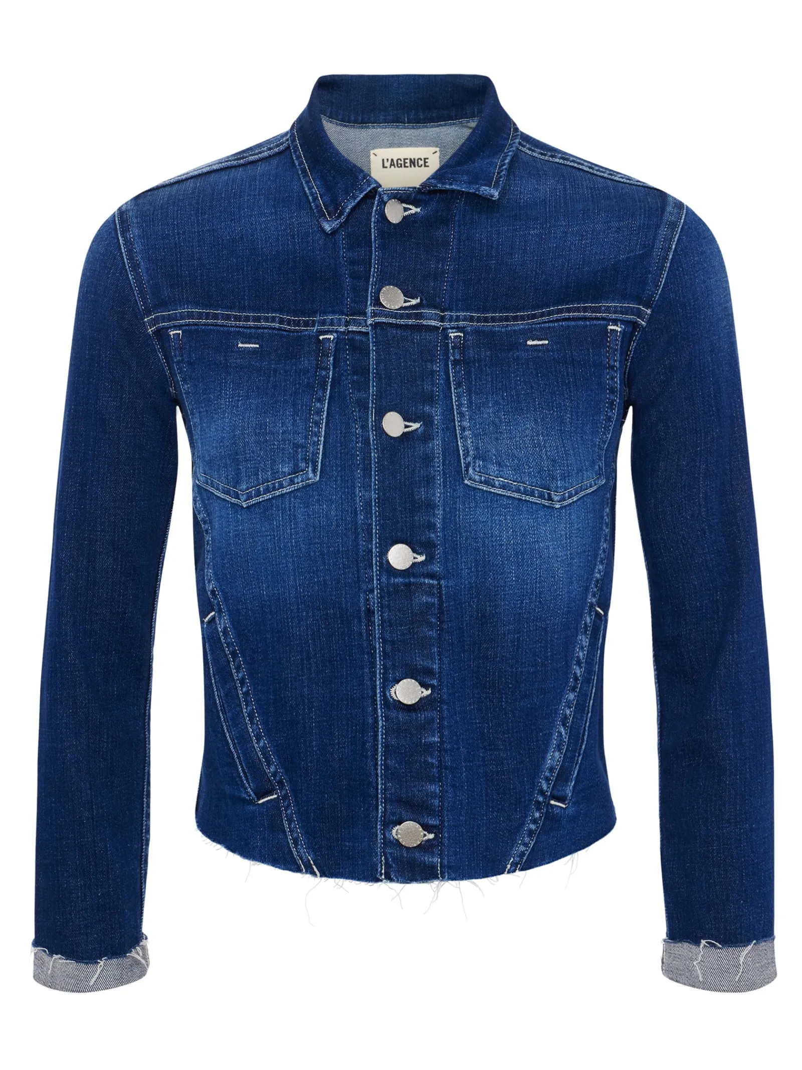 L'AGENCE Spring Collection|Aged Denim|Janelle Denim Jacket Sutton