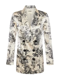 L'AGENCE Sets|Spring Collection|Jayda Silk Blazer Ecru/Black Sketch Paisley