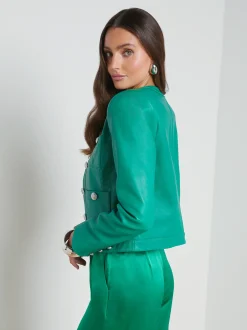 L'AGENCE Spring Collection|Leather|Jayde Leather Jacket Sea Green
