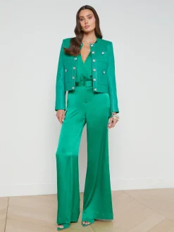L'AGENCE Spring Collection|Leather|Jayde Leather Jacket Sea Green